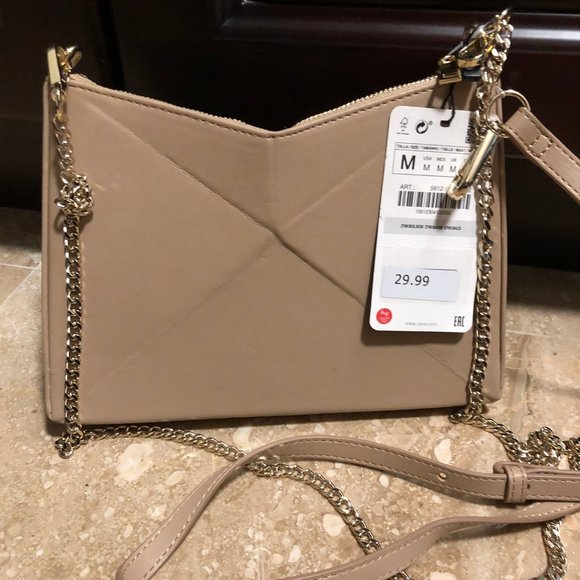 Zara Handbags - ZARA Cream Gold Crossbody Chain Bag NEW WITH TAGS